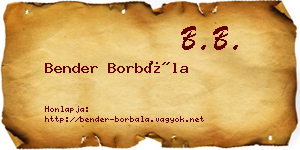 Bender Borbála névjegykártya